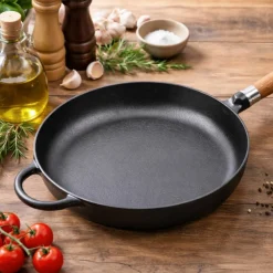 Exclusive Line støpejernspanne med rund kant, 20 cm — eik