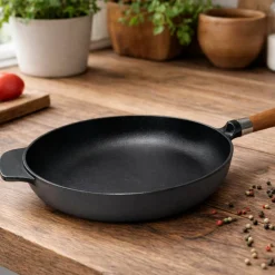 Exclusive Line støpejernspanne med rund kant, 20 cm — eik