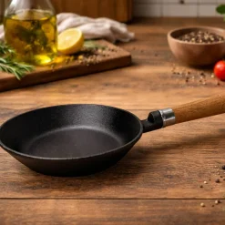Exclusive Line støpejernsstekepanne med utflaret kant 28 cm, eik