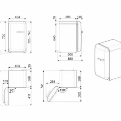 FAB5LBL6 Minibar 73cm Venstrehengslet Svart