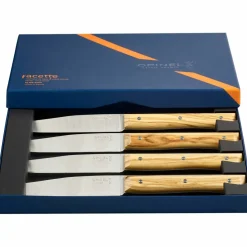 Facette bordkniv 4-pakning, oliventre