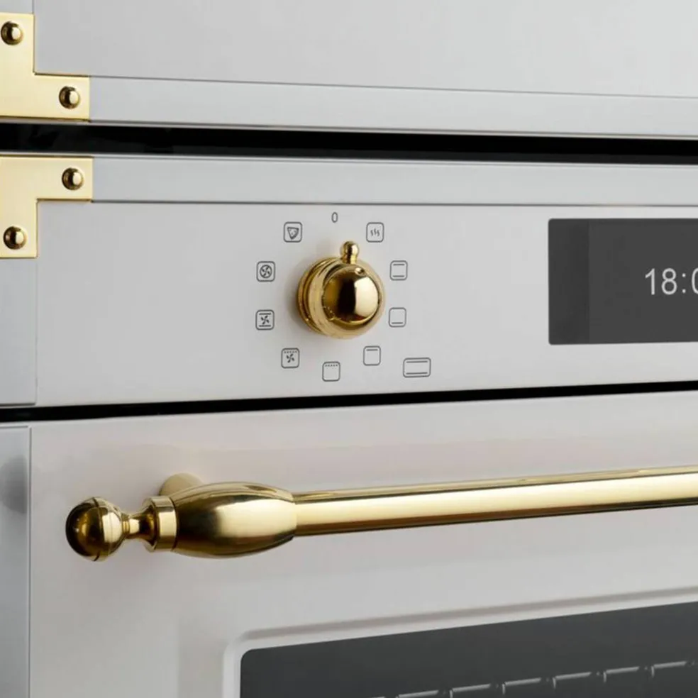 FHER6117CTAG3 Heritage dampovn med pyrolyse 80 liter, elfenbenshvit/gull