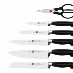 Fire stjerners selvslipende knivblokk, sett med 7 deler