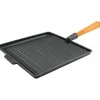 Firkantet grillpanne i støpejern 28 cm, stålhåndtak
