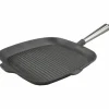 Firkantet grillpanne i støpejern 28 cm med høye kanter, bøketre