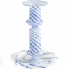 Flare Stripe Milk lysestake, medium, blå