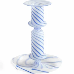 Flare Stripe Milk lysestake, medium, blå