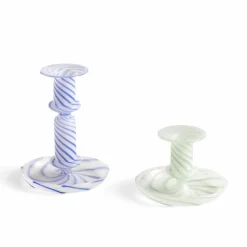 Flare Stripe Milk lysestake, medium, blå