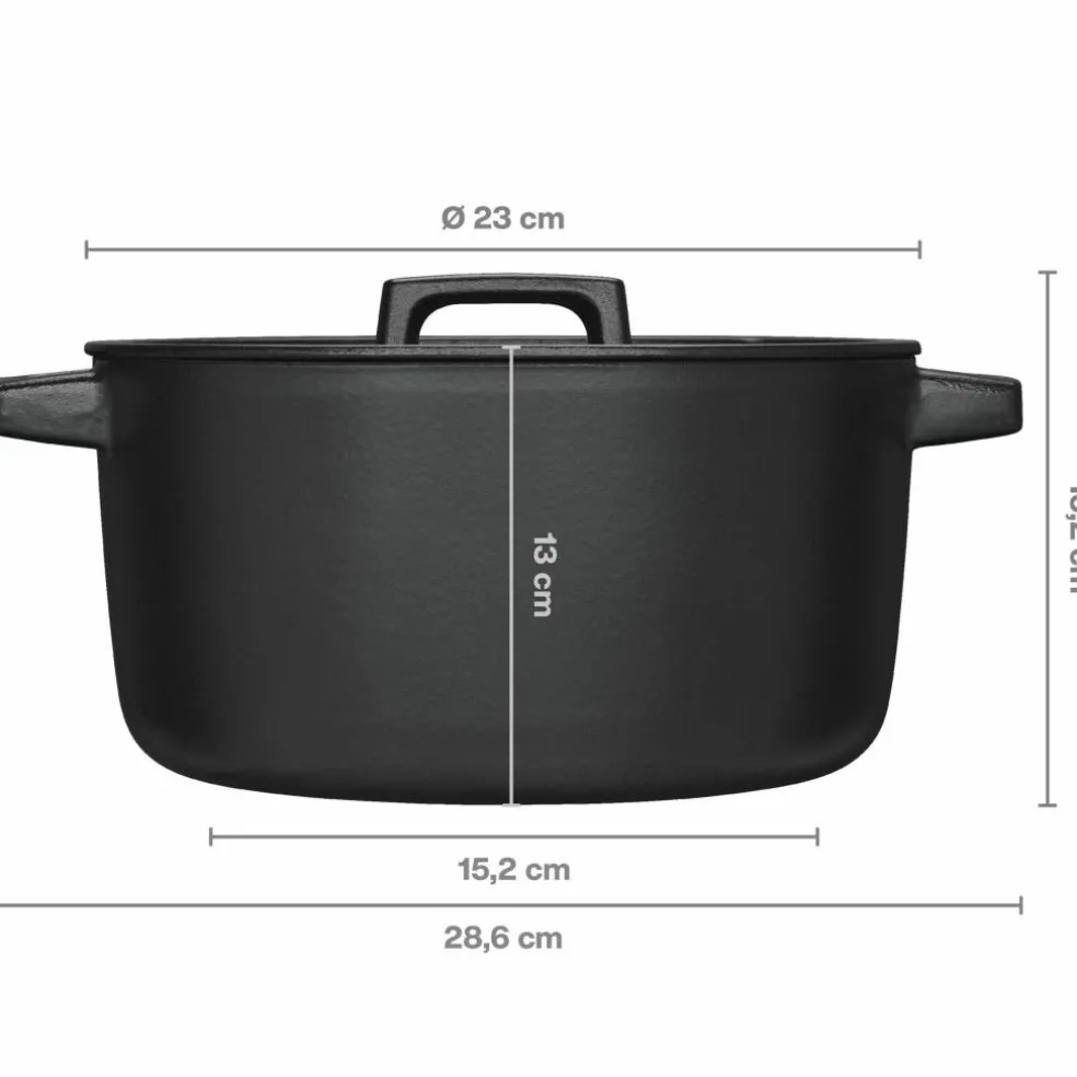 Folken støpejernskjele med lokk 4 liter