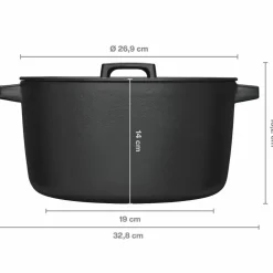Folken støpejernskjele med lokk 4 liter