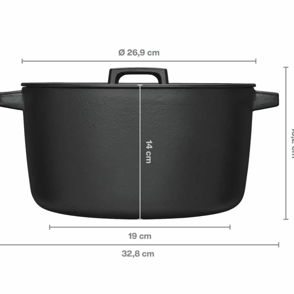 Folken støpejernskjele med lokk 4 liter