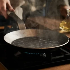 Forge stekepanne/grillpanne 24 cm, karbonstål