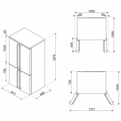 FQ960BL6 Victoria French Door kombiskap, svart
