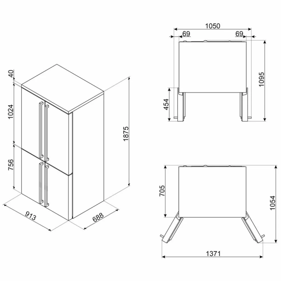 FQ960PB6 Victoria French Door kombiskap, pastellblå