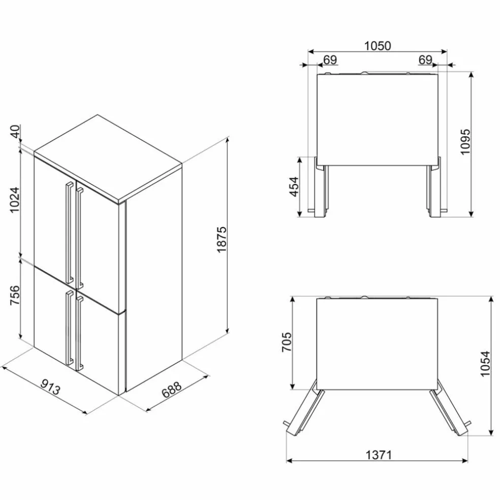 FQ960PB6 Victoria French Door kombiskap, pastellblå