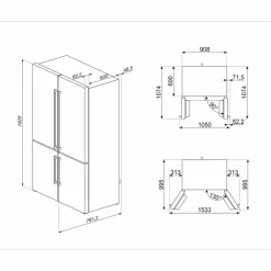 French Door kjøleskap/fryser 92 cm, rustfritt stål