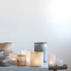 Frost telysholder, amber, medium