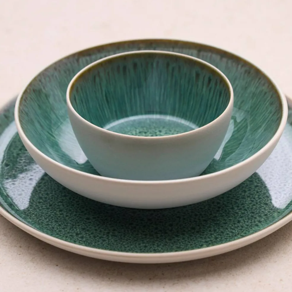 Gastro skål 12 cm, hvit/grønn