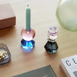 Gem lysestake, rosa/blå