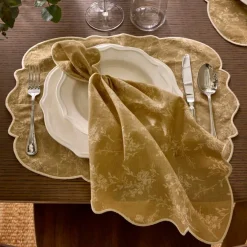 Gia bordbrikke blomst 35 x 45 cm 2-pakning, beige