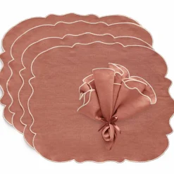 Gia Bordbrikke lin 45 x 35 cm 2-pakning, rosa/hvit