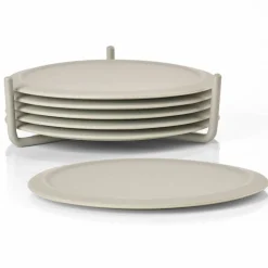 Glassbrikker 6 stk med holder, natur