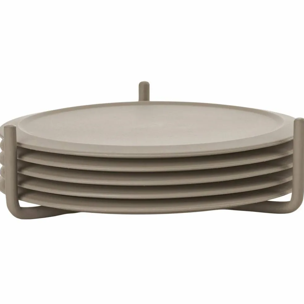 Glassbrikker 6 stk med holder, taupe