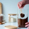 Glasskrukke med bambuslokk og måleskje 1400 ml