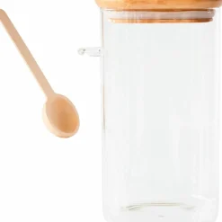 Glasskrukke med bambuslokk og måleskje 1400 ml
