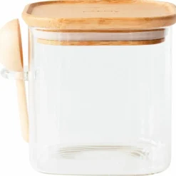 Glasskrukke med bambuslokk og måleskje 1400 ml