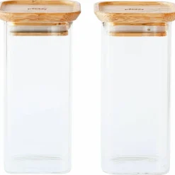 Glasskrukker med bambuslokk XS, 2 stk.