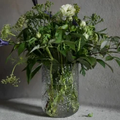 Glassvase 18 cm, mønstret glass