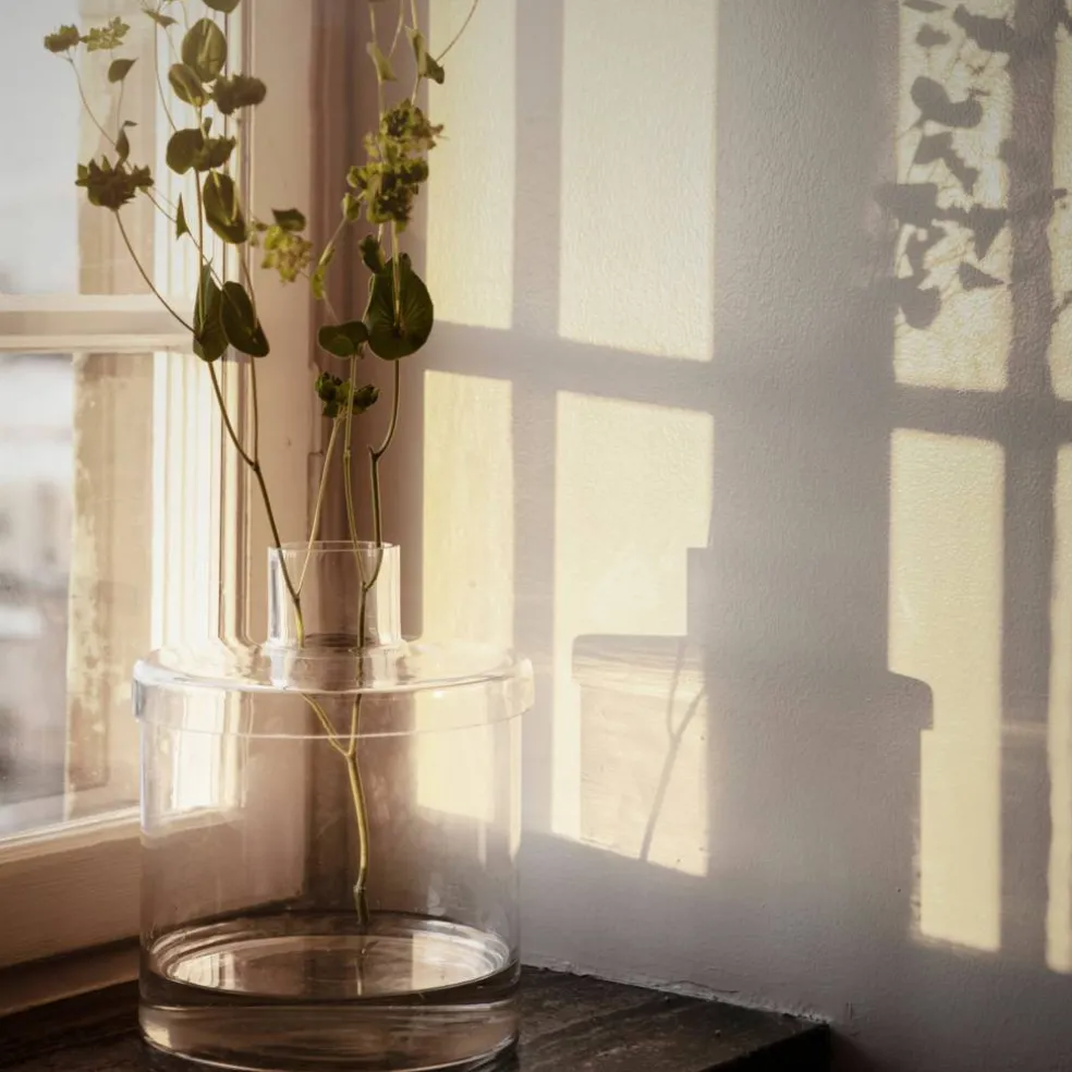 Glassvase med lokk, 28 cm