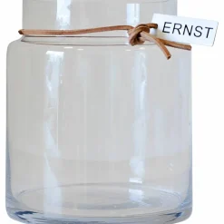 Glassvase med lærbånd 22,5 cm