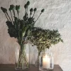 Glassvase med lærbånd 18 cm