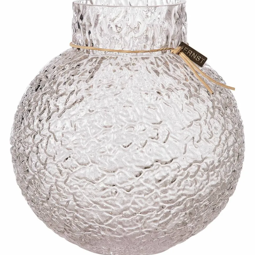Glassvase med rund mønstret struktur, 14 cm