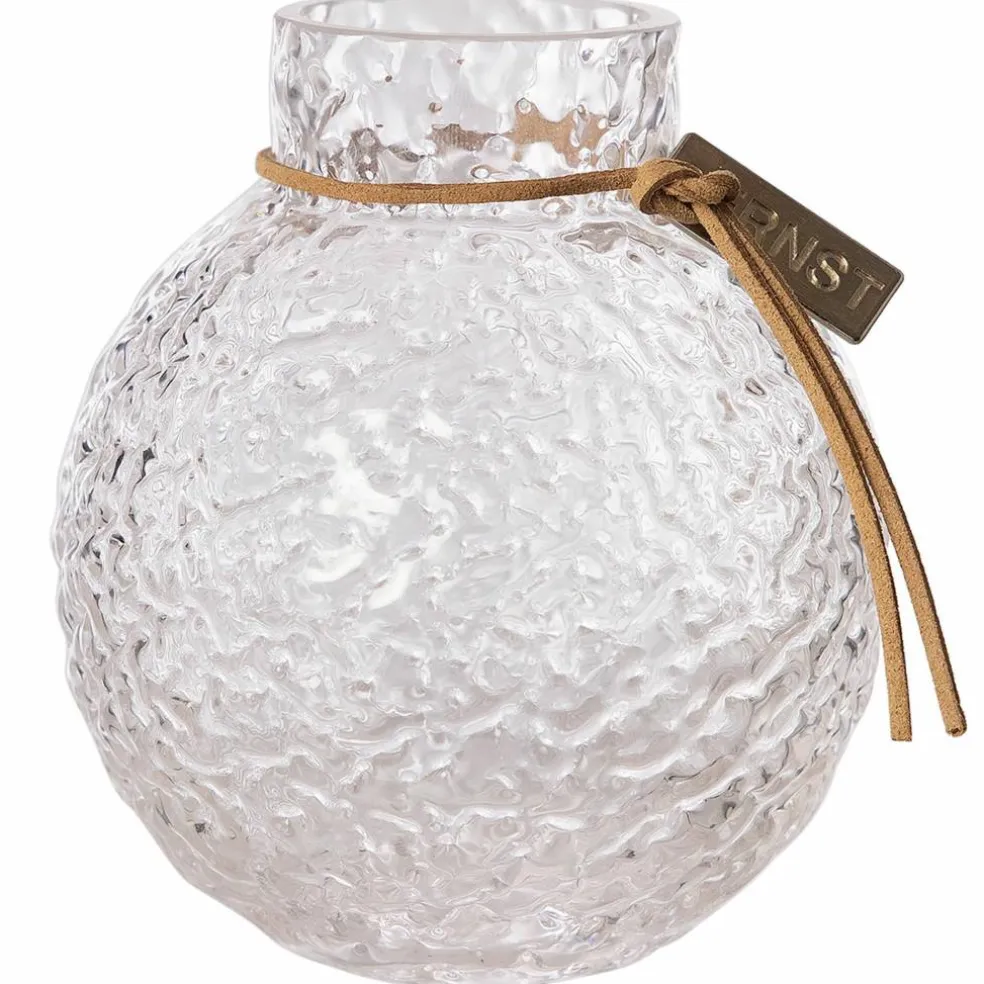 Glassvase med rund mønstret struktur, 14 cm