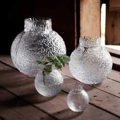 Glassvase med rund mønstret struktur, 10 cm