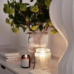 Glassvase med stripete struktur, 10,8 cm