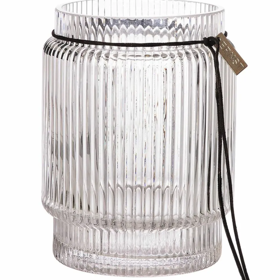 Glassvase med stripete struktur, 14,8 cm