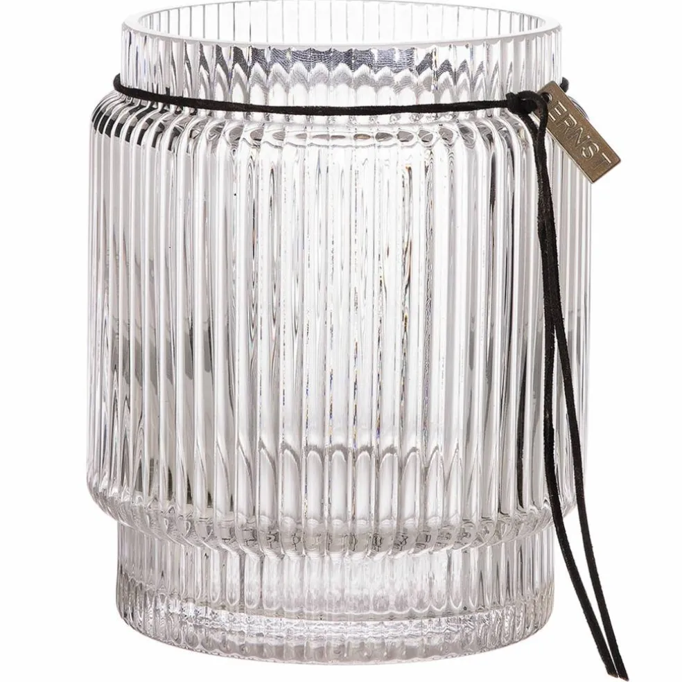 Glassvase med stripete struktur, 14,8 cm