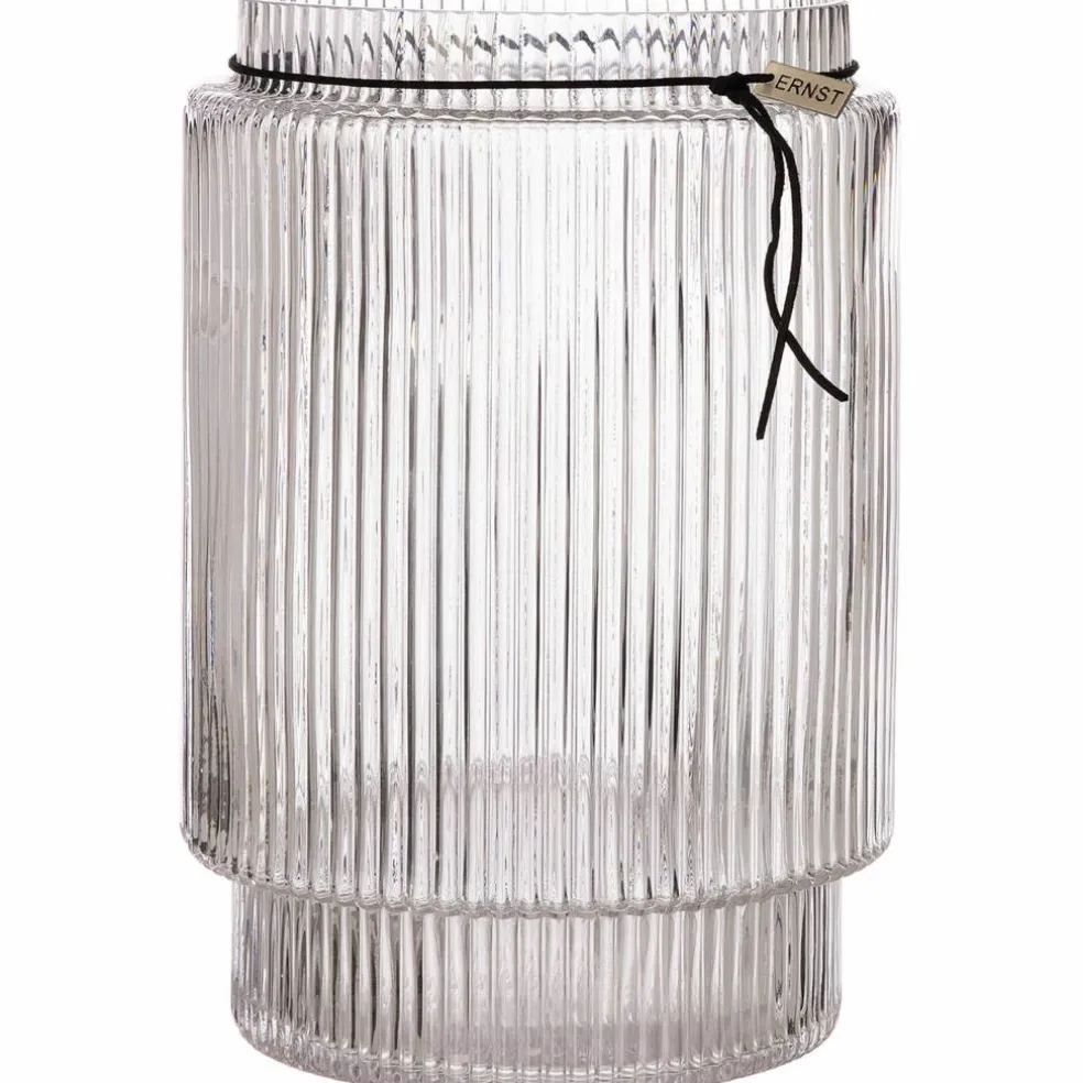 Glassvase med stripete struktur, 14,8 cm