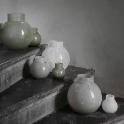 Glassvase rund 25 cm, Ø24, hvit