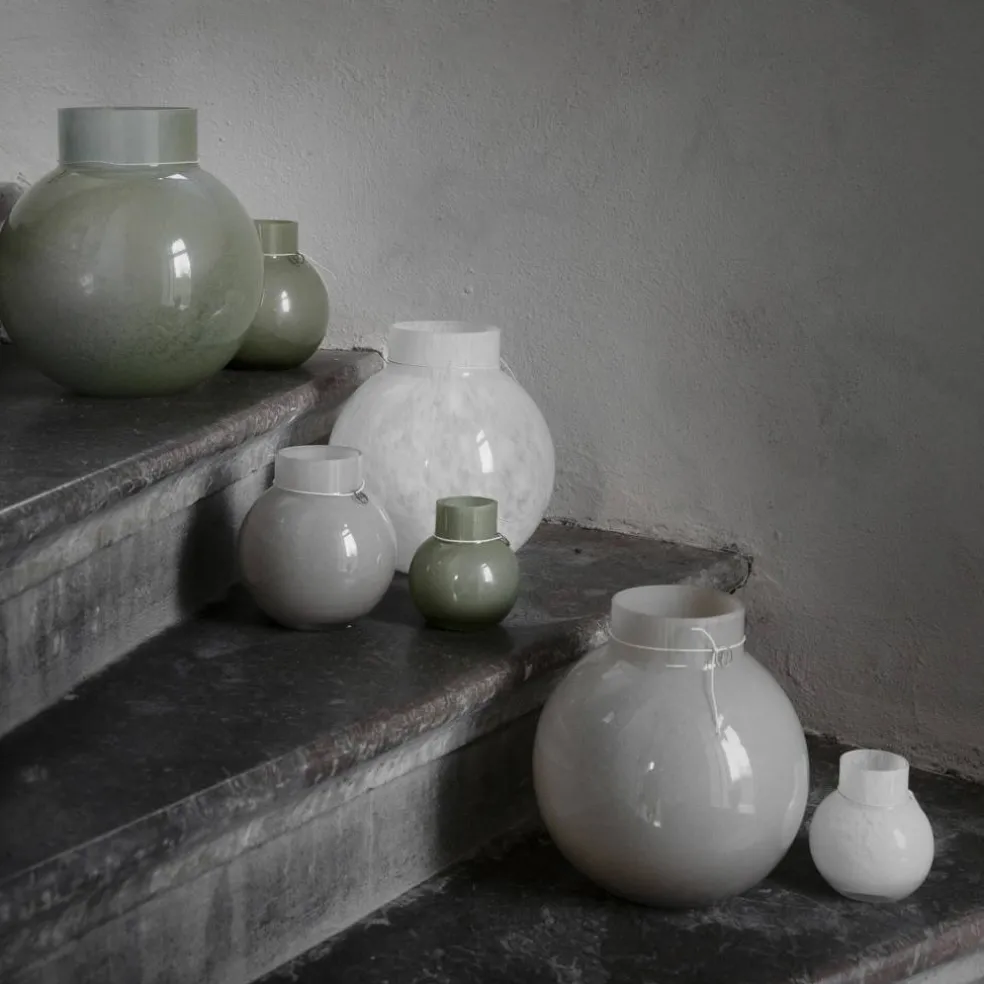 Glassvase rund 25 cm, Ø24, hvit