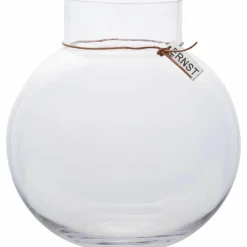 Glassvase Rund med Lærbånd 10 cm