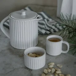 Gløggkanne med varmer 90 cl, naturhvit