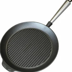 Grillpanne i støpejern 28 cm, stålhåndtak