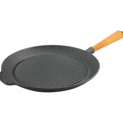 Grillpanne i støpejern 28 cm, stålhåndtak