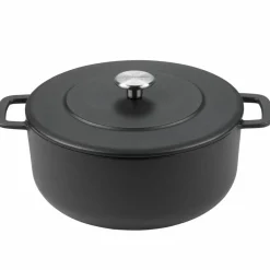 Gryte i støpejern emaljert, svart, 24 cm.
