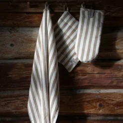 Grytevott med brede striper, blå/hvit
